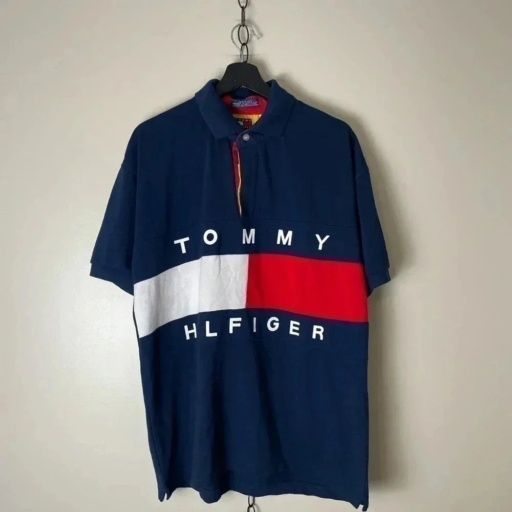 Vintage Tommy Hilfiger Flag Polo Shirt Size XL